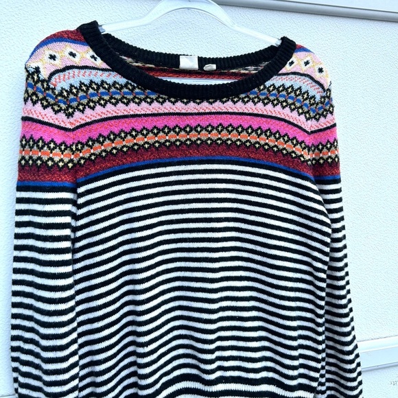 Gap fair aisle sweater black/white multi striped women’s XS cotton blend preppy - Picture 4 of 12